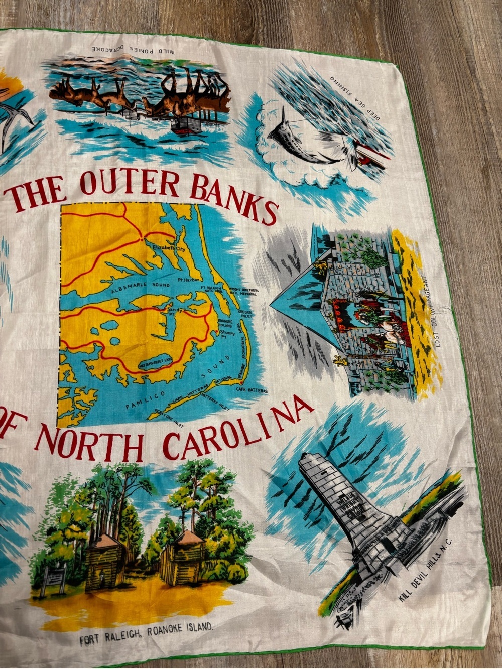The Outer Banks of North Carolina Souvenir Scarf - Yellow, Blue, Red - Picture 5 of 6